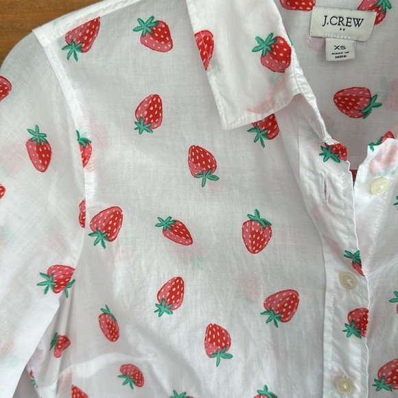 J Crew strawberry long sleeve pocket button down shirt XS - Picture 3 of 4